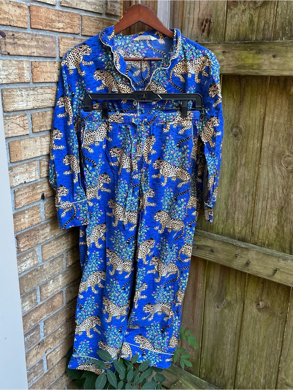 Printfresh Blue Leopard Print Women's Pajama Set 100% Organic Cotton